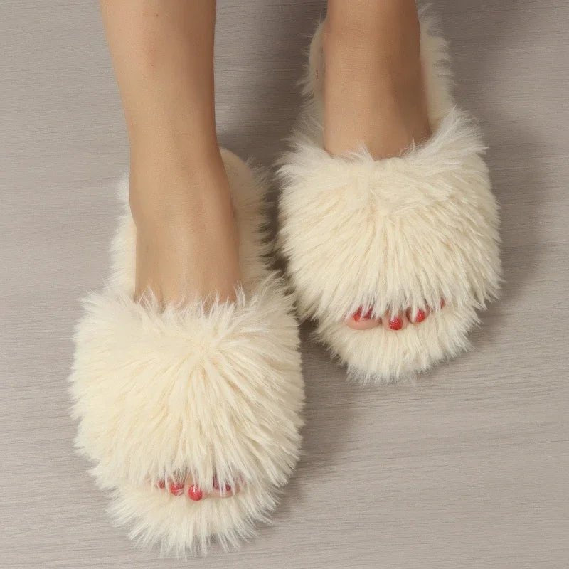 Frannie | Fur Slide Slippers - 14:771;200000124:201446563 - Bridal Accessories - Ivory & White