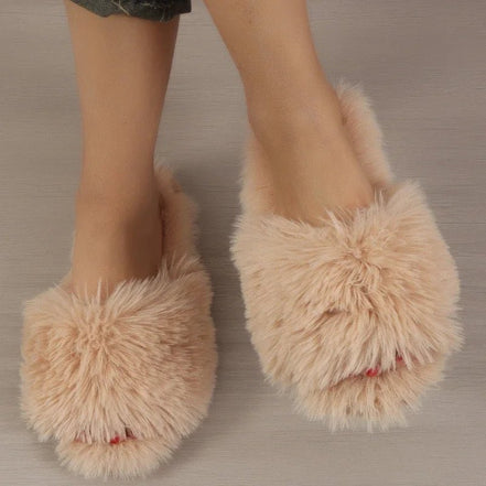 Frannie | Fur Slide Slippers - 14:771;200000124:201446563 - Bridal Accessories - Ivory & White