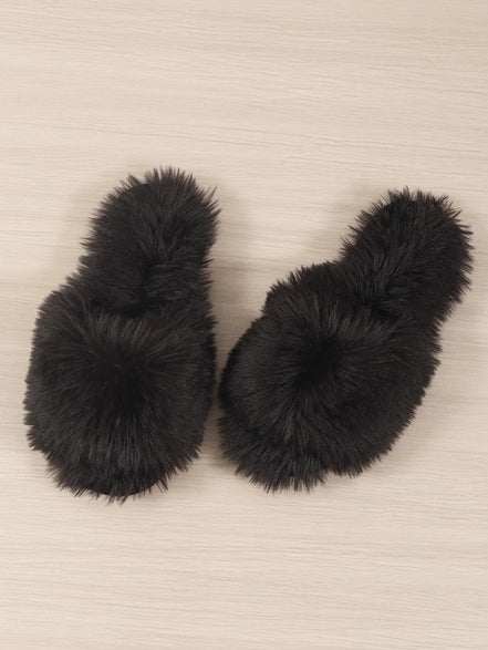 Frannie | Fur Slide Slippers - 14:771;200000124:201446563 - Bridal Accessories - Ivory & White