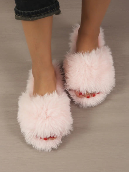 Frannie | Fur Slide Slippers - 14:771;200000124:201446563 - Bridal Accessories - Ivory & White