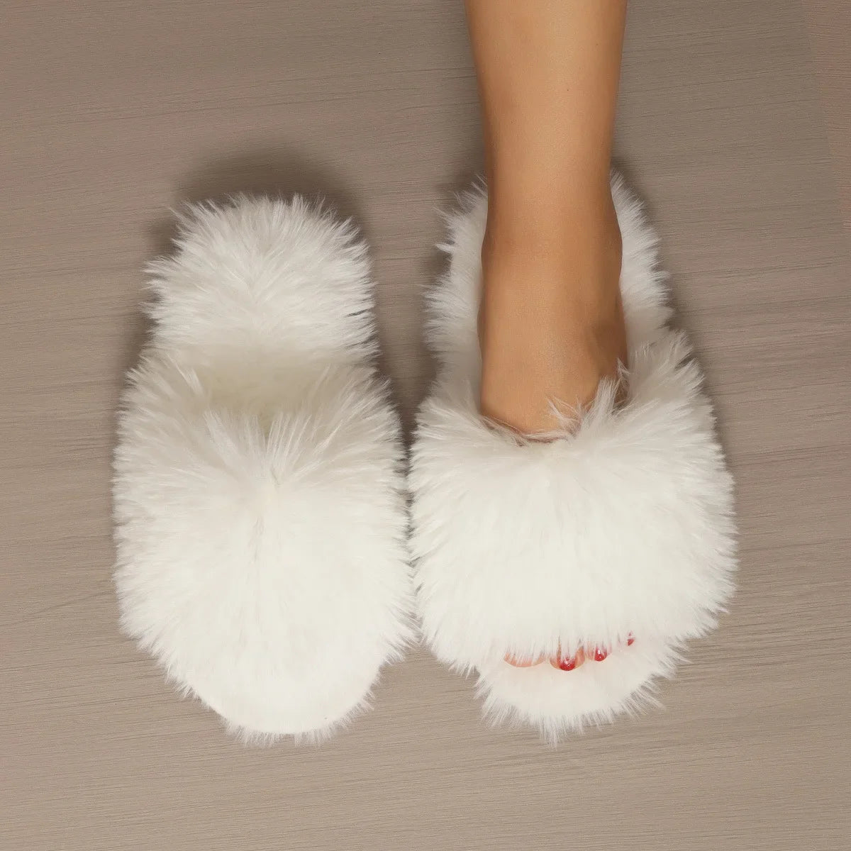 Frannie | Fur Slide Slippers - 14:365615White;200000124:201446563 - Bridal Accessories - Ivory & White