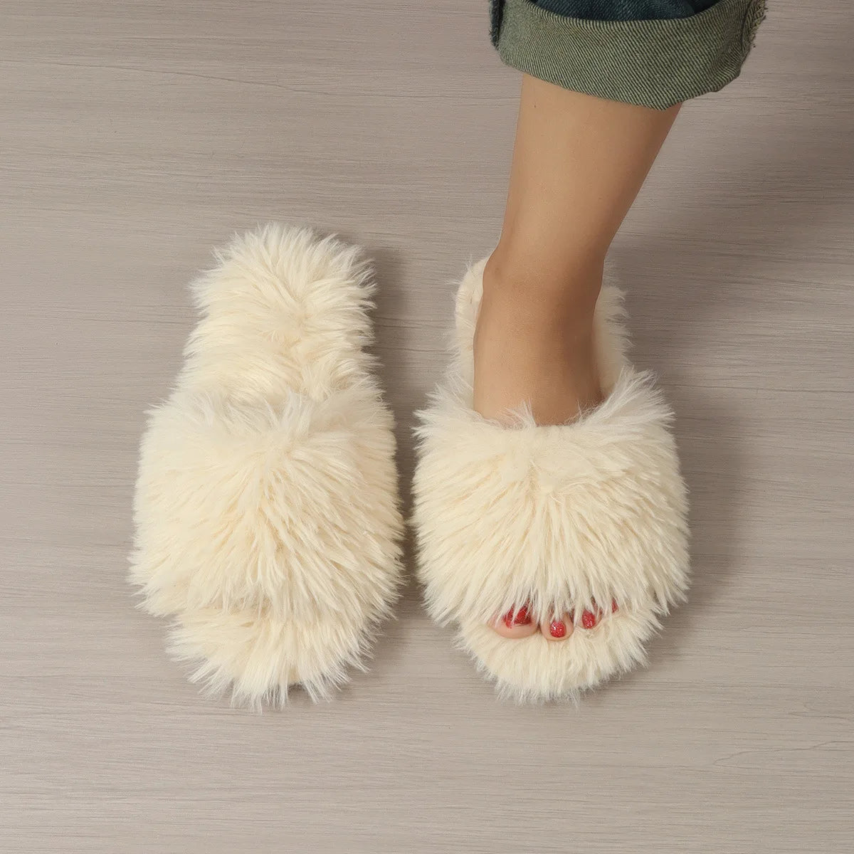 Frannie | Fur Slide Slippers - 14:771;200000124:201446563 - Bridal Accessories - Ivory & White