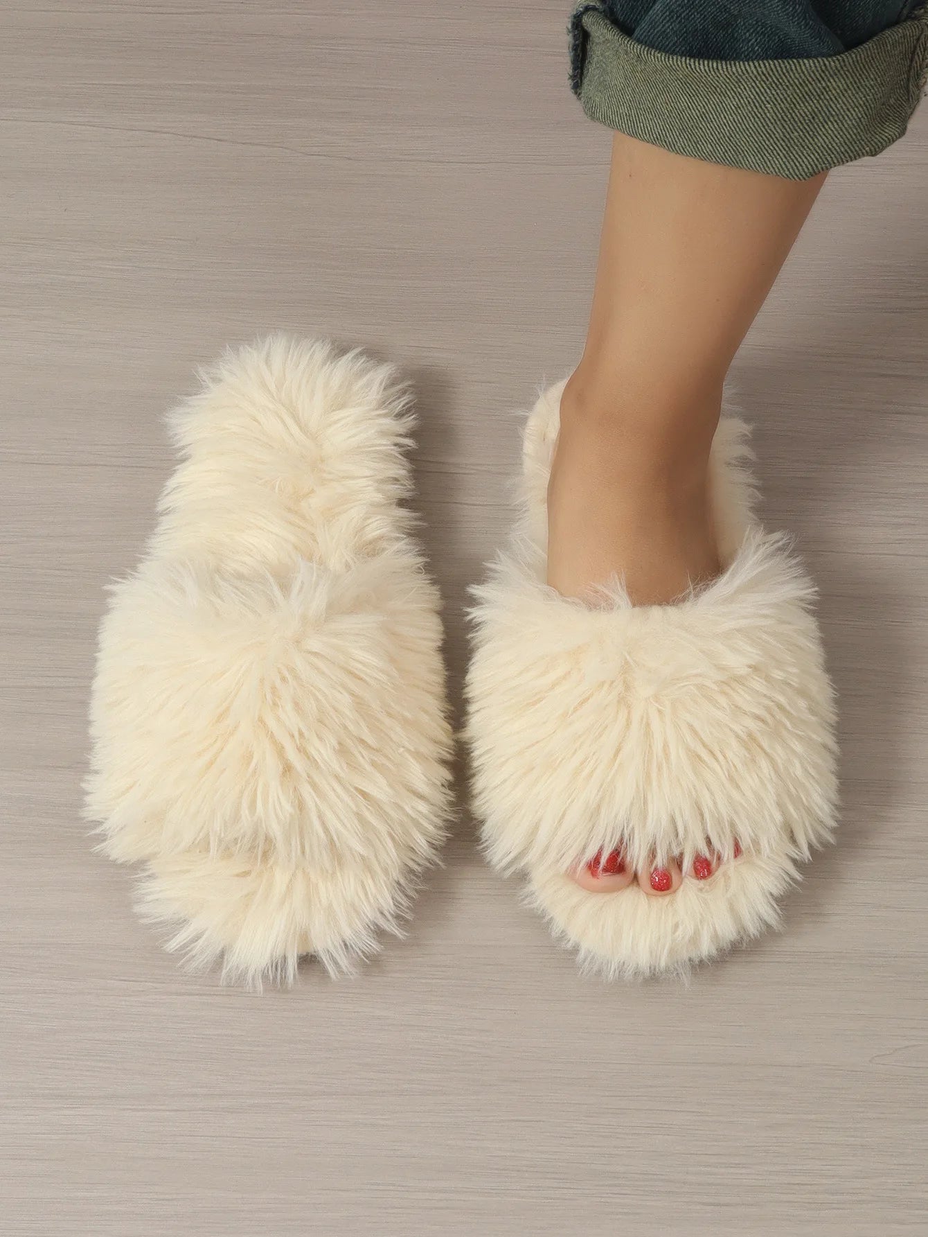 Frannie | Fur Slide Slippers - 14:771;200000124:201446563 - Bridal Accessories - Ivory & White