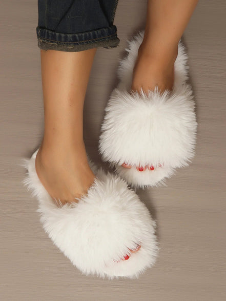Frannie | Fur Slide Slippers - 14:771;200000124:201446563 - Bridal Accessories - Ivory & White