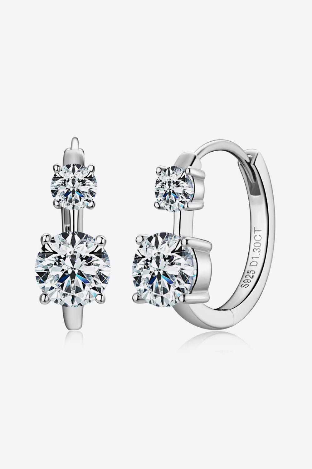 Hayley | Double Drop Moissanite Earrings - Silver - 101300372224605 - Jewellery - Ivory & White