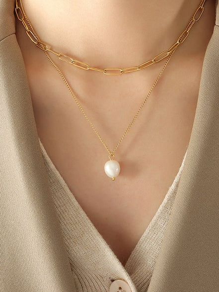 Imogen | Pearl Link Necklace - 100500337421713 - Jewellery - Ivory & White