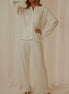 Ingrid | Collared Long Sleeve Lounge Set - 100100315181855 - Bridal Party Robes - Ivory & White