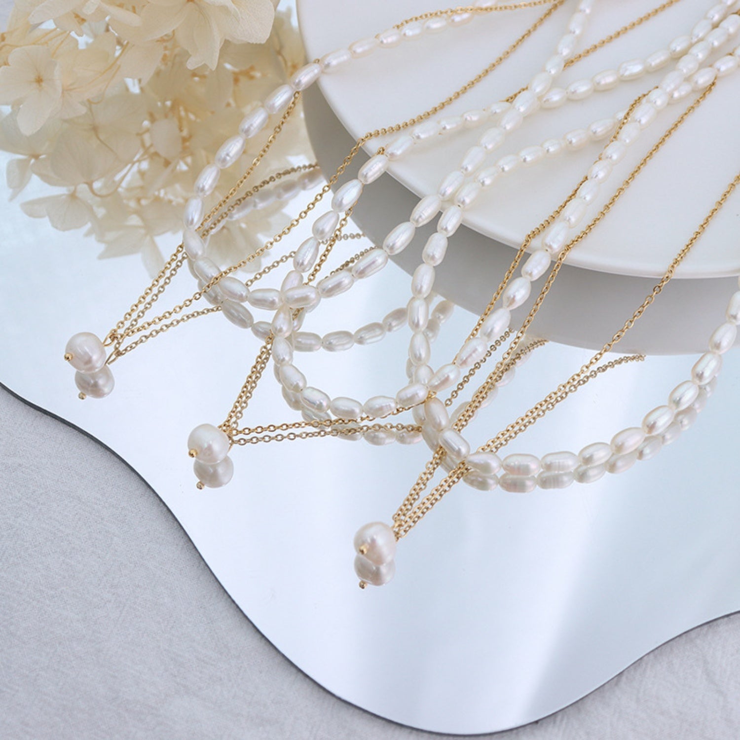 Isabella | Pearl and Gold Chain Necklace - 100500666641168 - Jewellery - Ivory & White