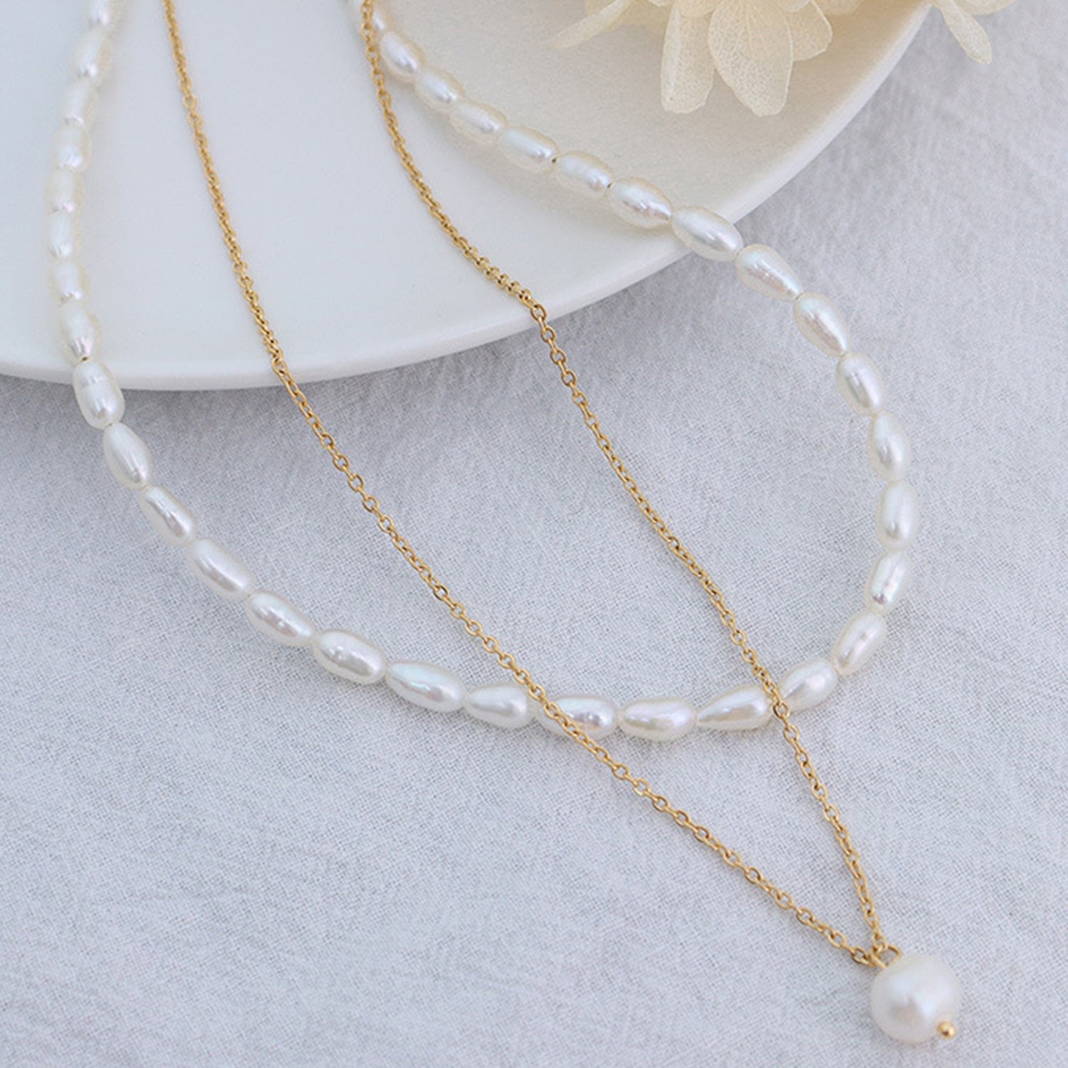 Isabella | Pearl and Gold Chain Necklace - 100500666641168 - Jewellery - Ivory & White