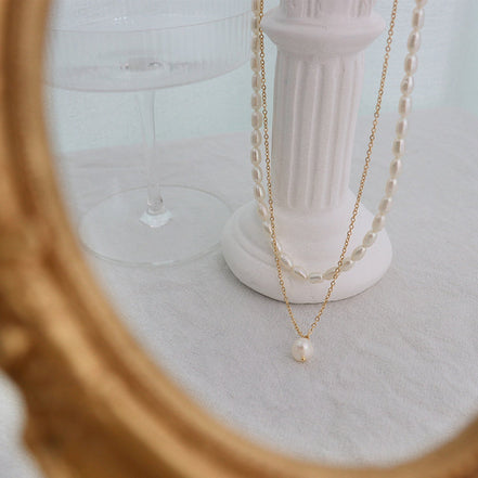 Isabella | Pearl and Gold Chain Necklace - 100500666641168 - Jewellery - Ivory & White