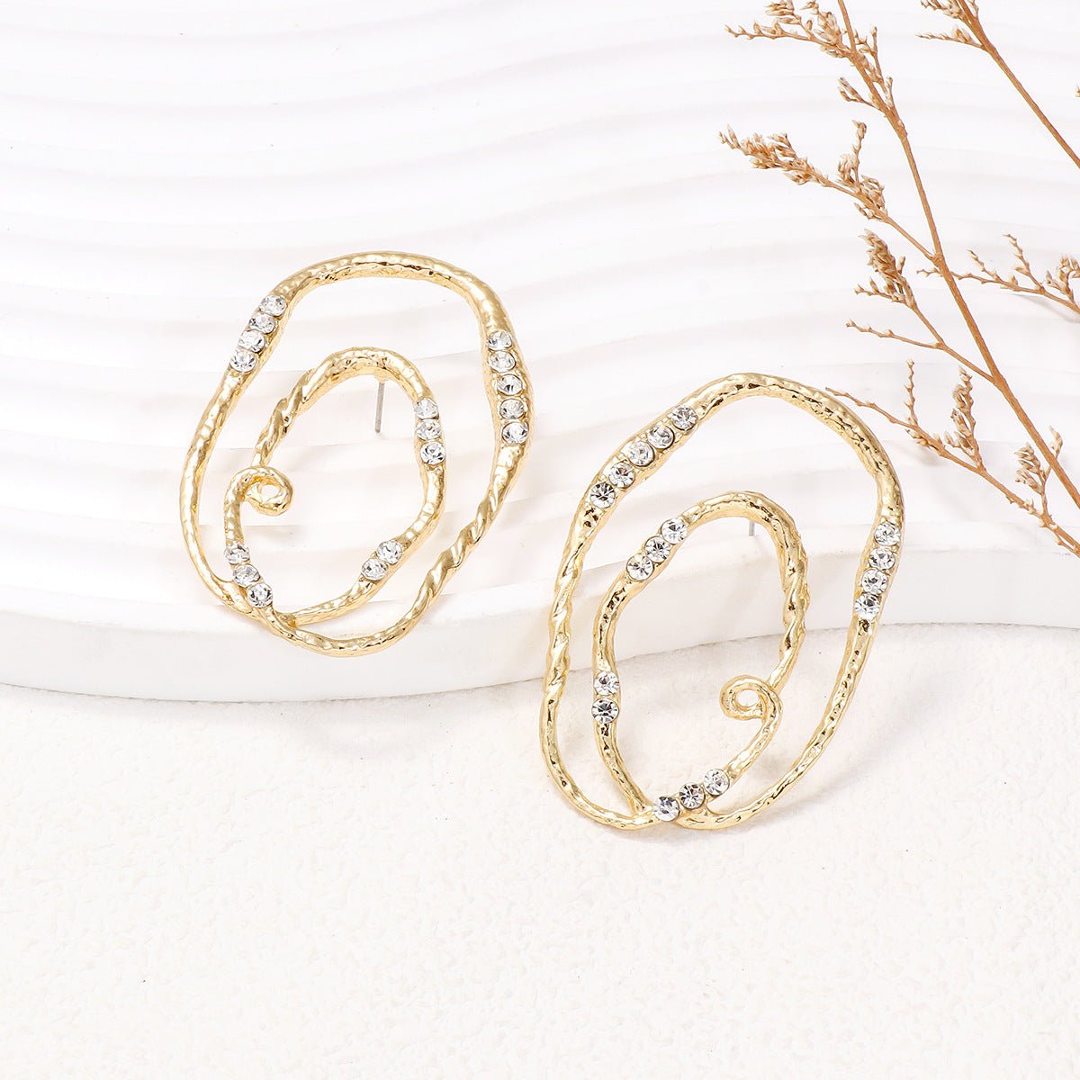 Ivy | Geometric Loop Stud Earrings - 101300489014815 - Jewellery - Ivory & White