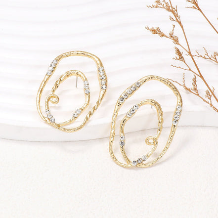 Ivy | Geometric Loop Stud Earrings - 101300489014815 - Jewellery - Ivory & White