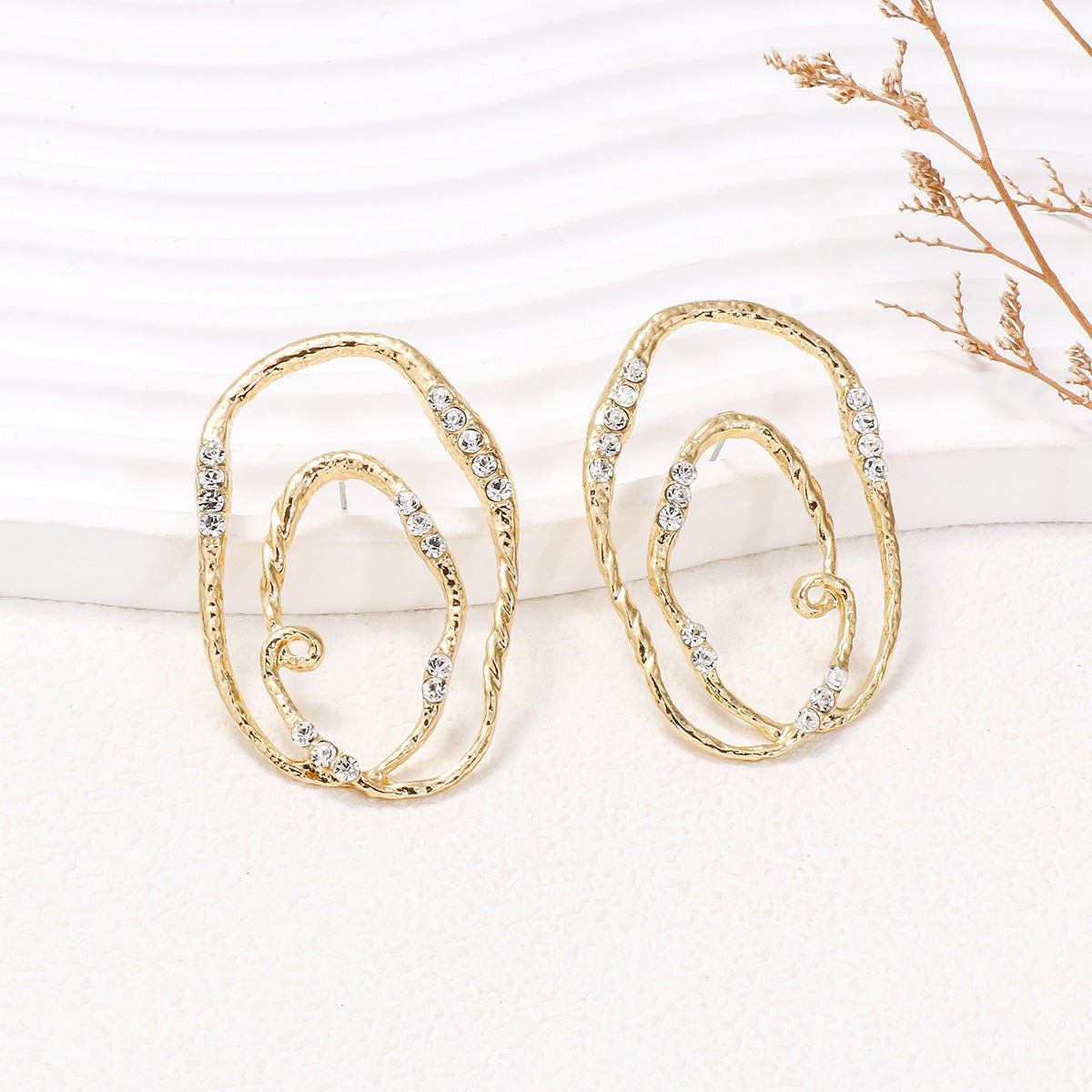 Ivy | Geometric Loop Stud Earrings - 101300489014815 - Jewellery - Ivory & White