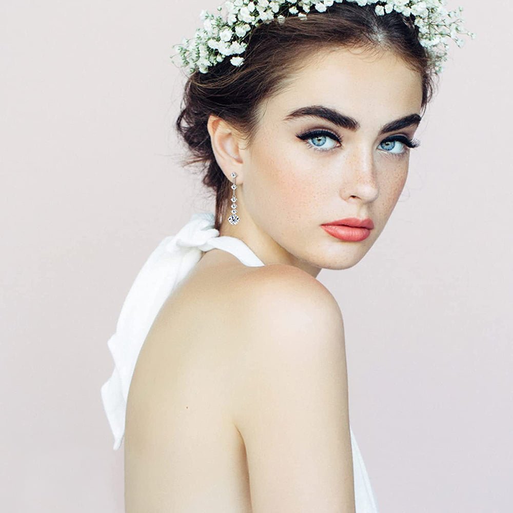 Jade | Moissanite Drop Stud Earrings - 200000226:29Total 3ct - Jewellery - Ivory & White