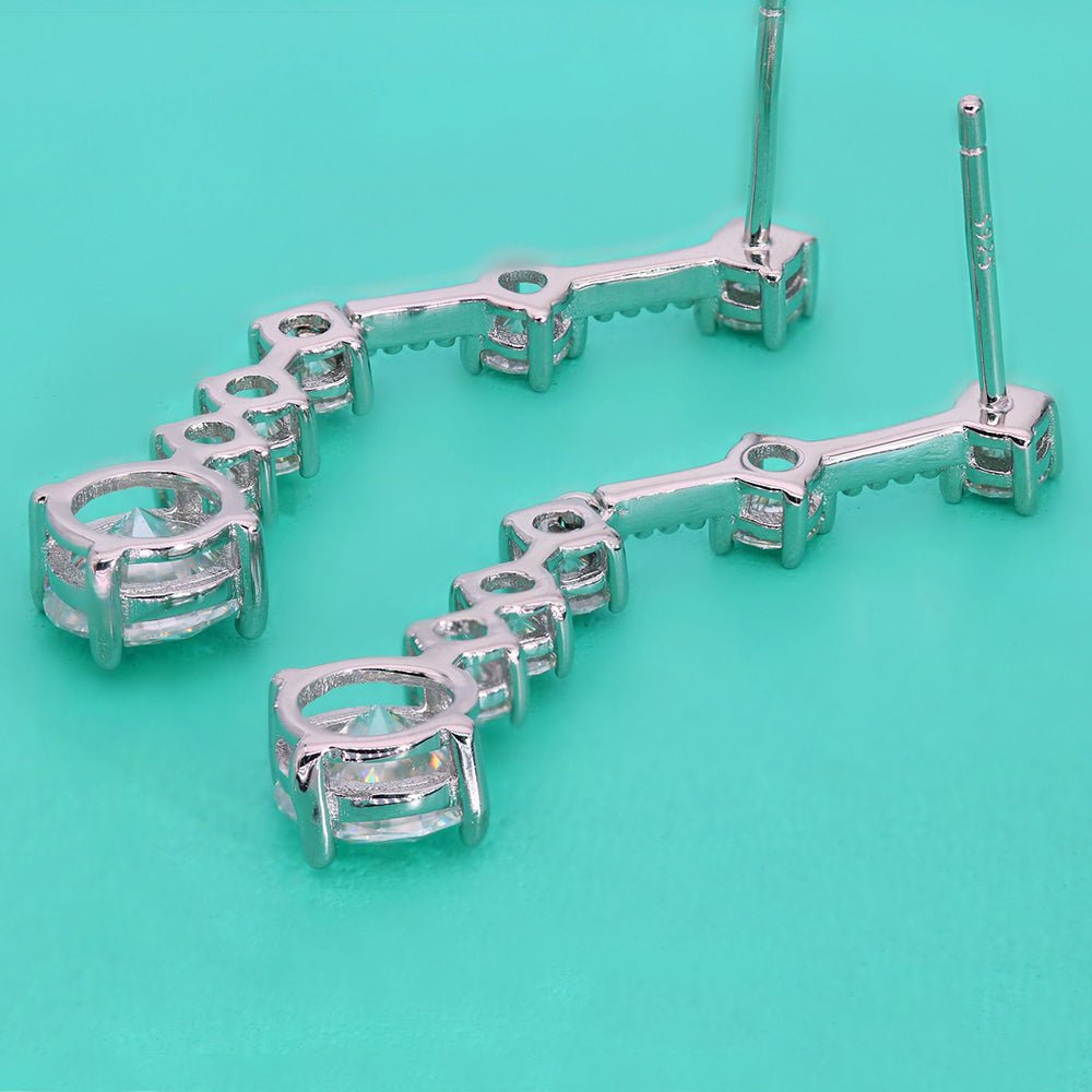 Jade | Moissanite Drop Stud Earrings - 200000226:29Total 3ct - Jewellery - Ivory & White