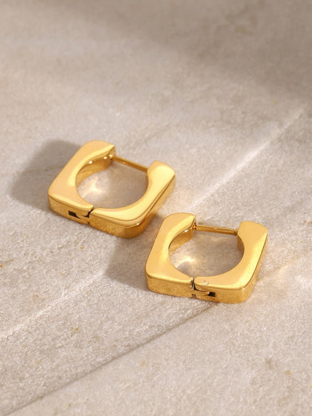 Jessica | Square Huggie Earrings - Gold - 100500669191685 - Jewellery - Ivory & White