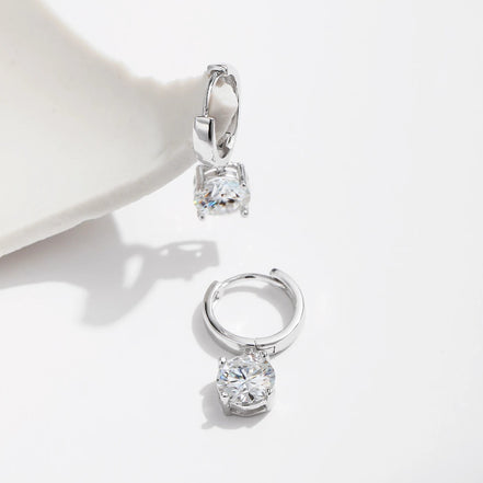 June | Moissanite Drop Hoop Earrings - 200000226:290.5CT(5.0MM) x 2 - Jewellery - Ivory & White