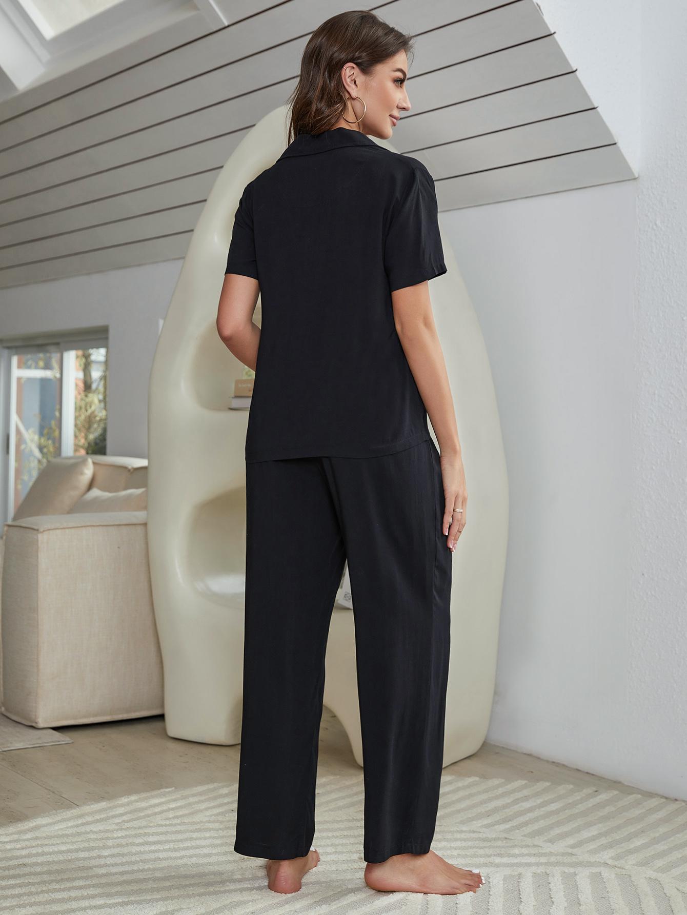 Lara | Short Sleeve Shirt, Bralette, and Pants Lounge Set - 100100129746631 - Bridal Party Robes - Ivory & White