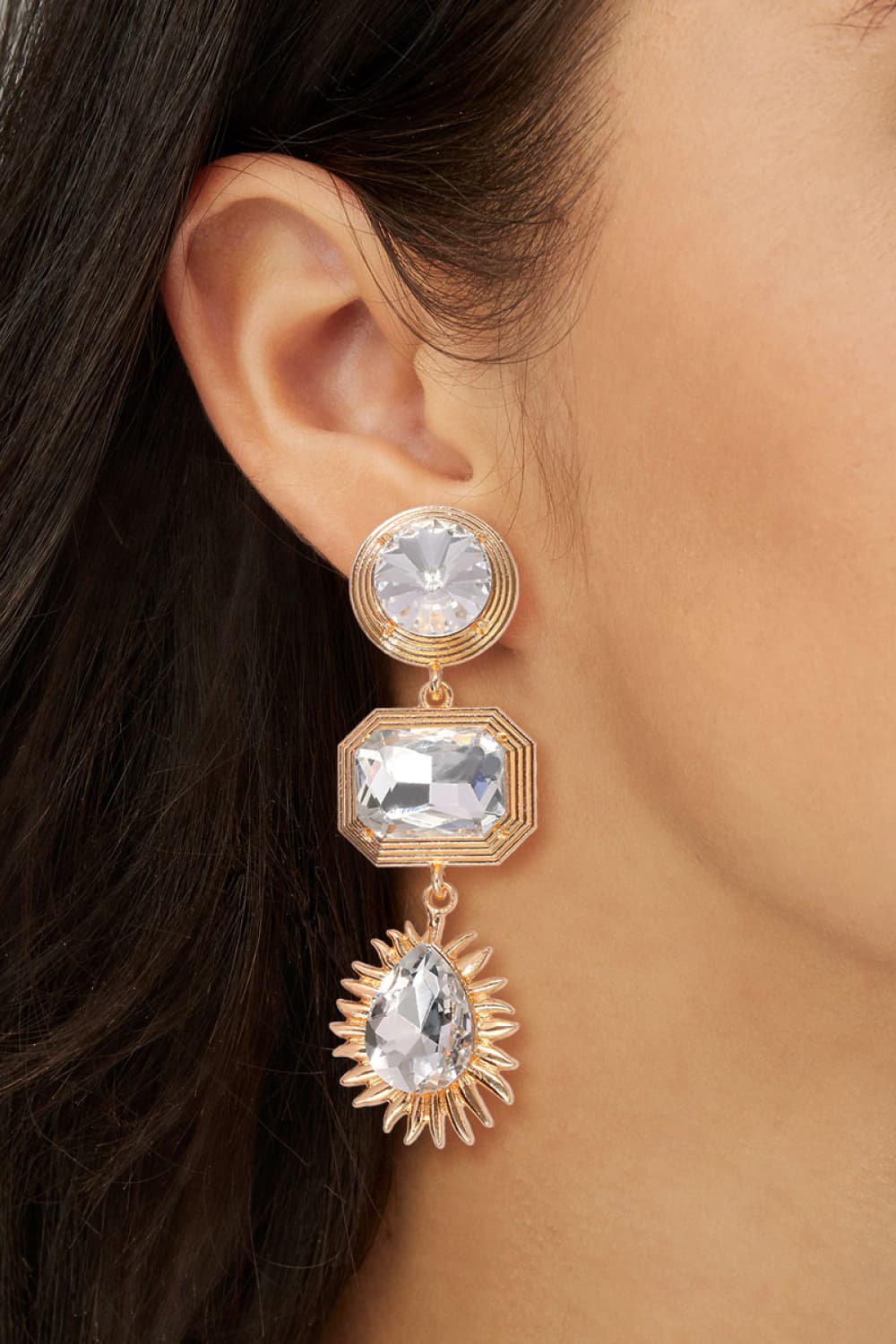 Lena | 3 - tier Geometric Drop Stud Earrings - 101300692637450 - Jewellery - Ivory & White