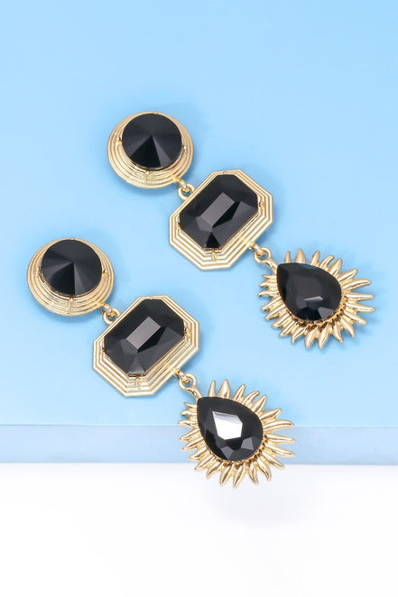 Lena | 3 - tier Geometric Drop Stud Earrings - 101300692637450 - Jewellery - Ivory & White