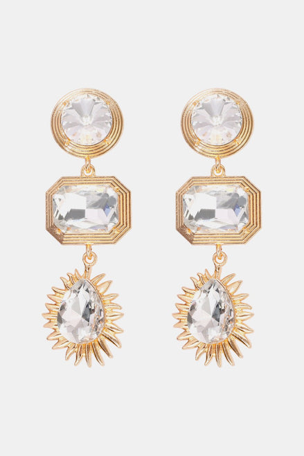 Lena | 3 - tier Geometric Drop Stud Earrings - 101300692631099 - Jewellery - Ivory & White