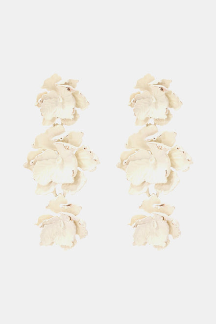 Lillia | 3 - Tier Floral Drop Stud Earrings - 101300532965439 - Jewellery - Ivory & White