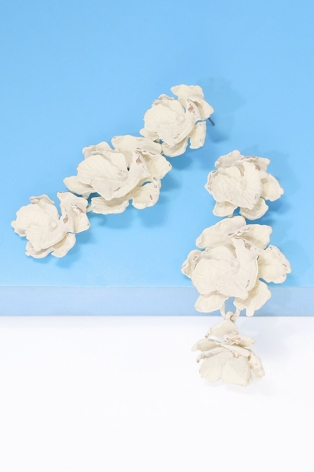 Lillia | 3 - Tier Floral Drop Stud Earrings - 101300532960100 - Jewellery - Ivory & White