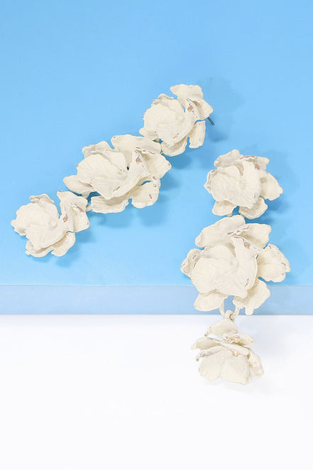 Lillia | 3 - Tier Floral Drop Stud Earrings - 101300532960100 - Jewellery - Ivory & White