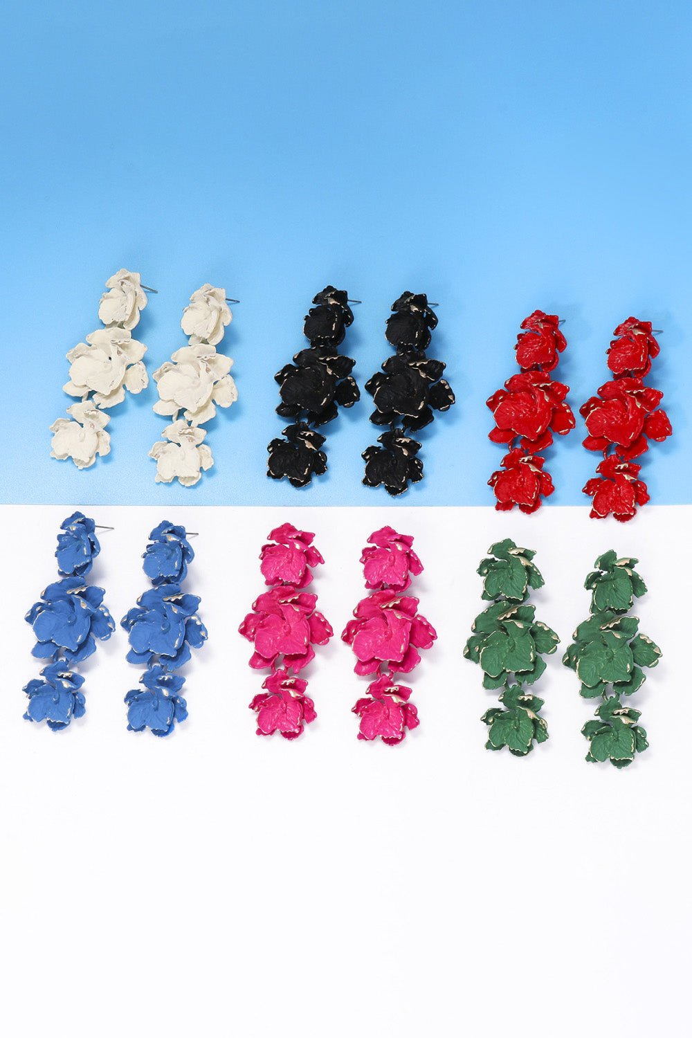 Lillia | 3 - Tier Floral Drop Stud Earrings - 101300532960100 - Jewellery - Ivory & White