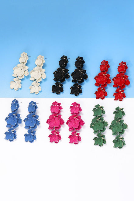 Lillia | 3 - Tier Floral Drop Stud Earrings - 101300532960100 - Jewellery - Ivory & White