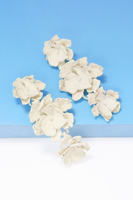 Lillia | 3 - Tier Floral Drop Stud Earrings - 101300532960100 - Jewellery - Ivory & White