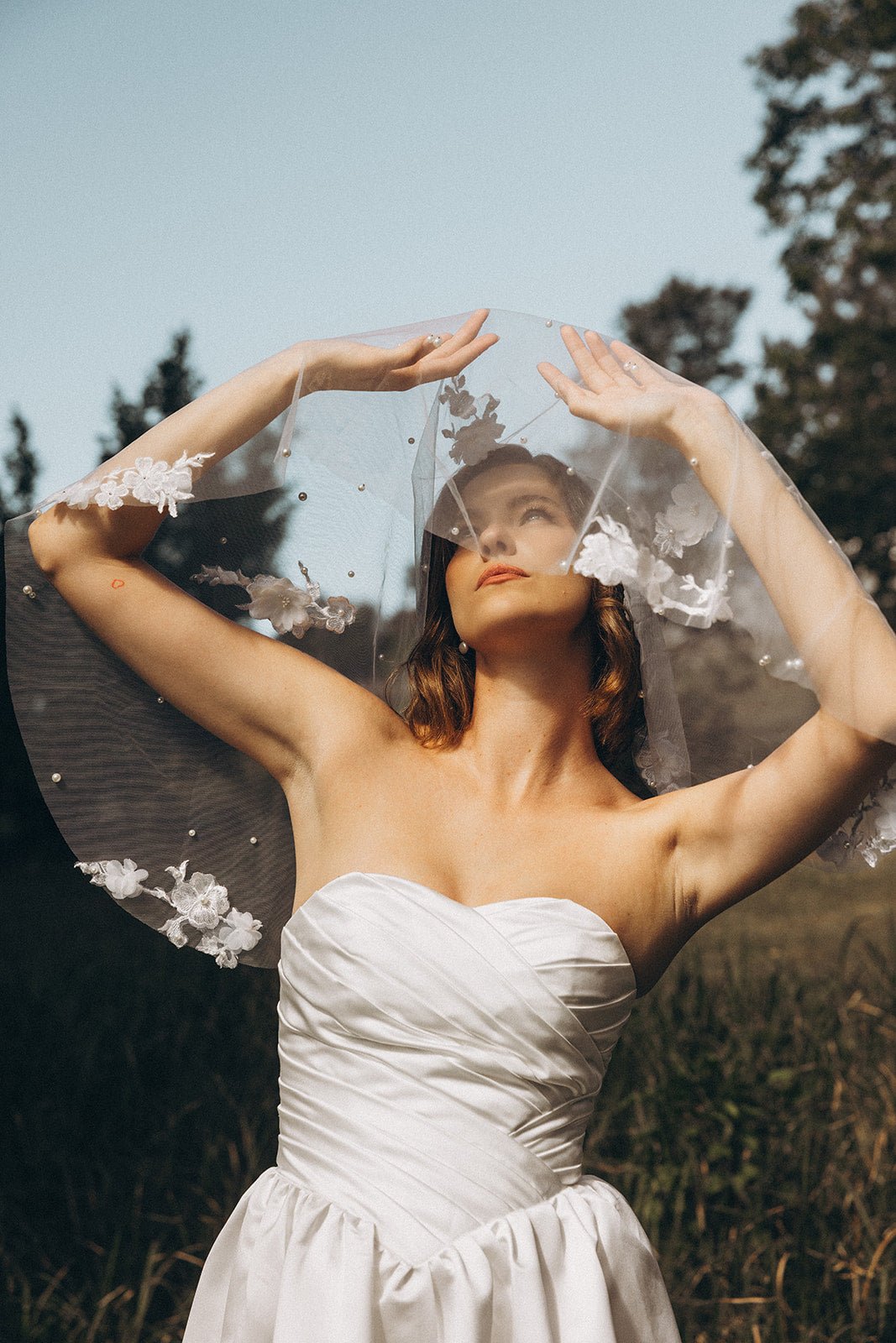 Maeve | Floral and Pearl Veil - 14:200002130;200000063:202576810 - Bridal Veil - Ivory & White