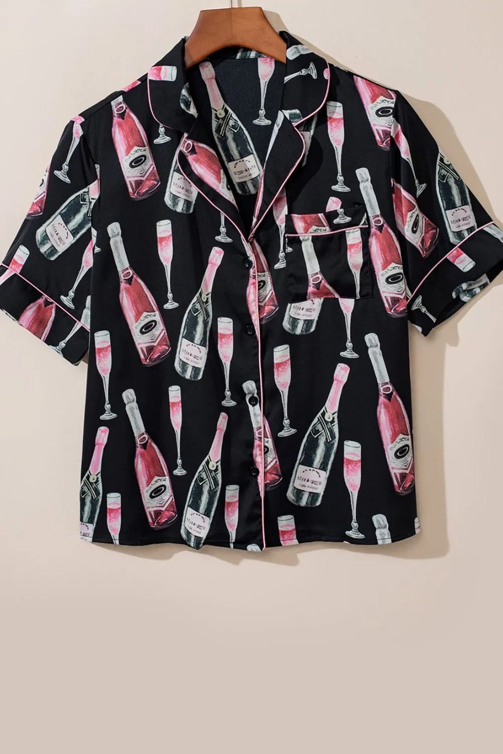 Margaux | Champagne Print Short Sleeve Top and Shorts Set - 100100880760354 - Bridal Party Robes - Ivory & White