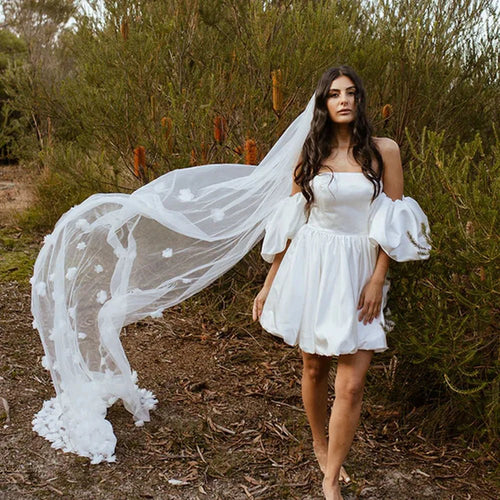 Marielle | 3D Flower Veil - 14:200002130Off white;200000063:1952 - Bridal Veil - Ivory & White