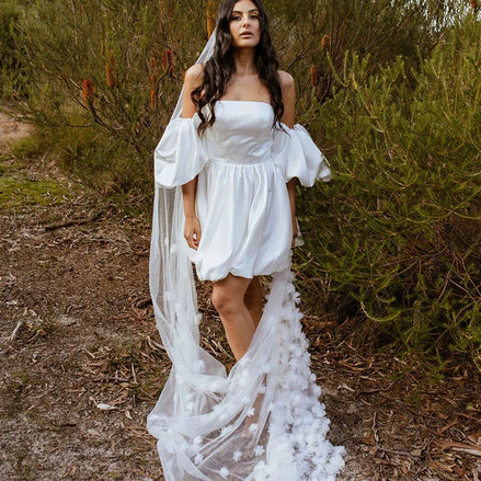 Marielle | 3D Flower Veil - 14:200002130Off white;200000063:1952 - Bridal Veil - Ivory & White