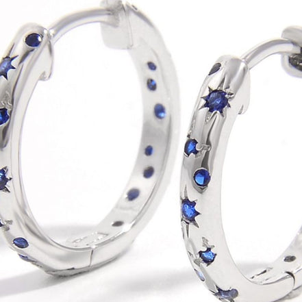 Marina | Blue Zircon Hoop Earrings - 100500371491294 - Jewellery - Ivory & White