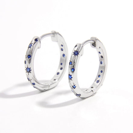 Marina | Blue Zircon Hoop Earrings - 100500371491294 - Jewellery - Ivory & White