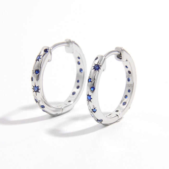 Marina | Blue Zircon Hoop Earrings - 100500371491294 - Jewellery - Ivory & White