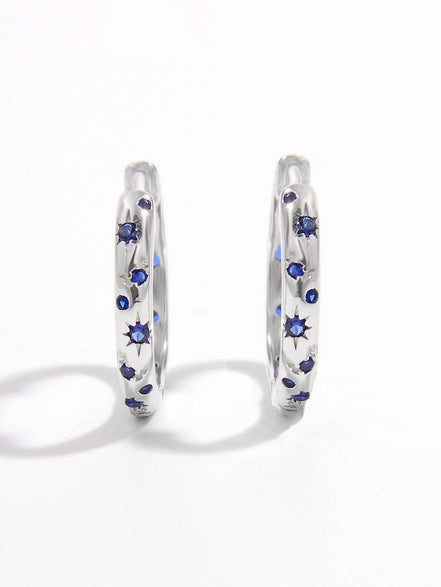 Marina | Blue Zircon Hoop Earrings - 100500371491294 - Jewellery - Ivory & White