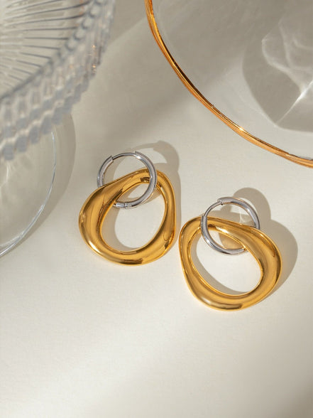 Megan | Two - Tone Hoop Drop Earrings - 100500788021678 - Jewellery - Ivory & White