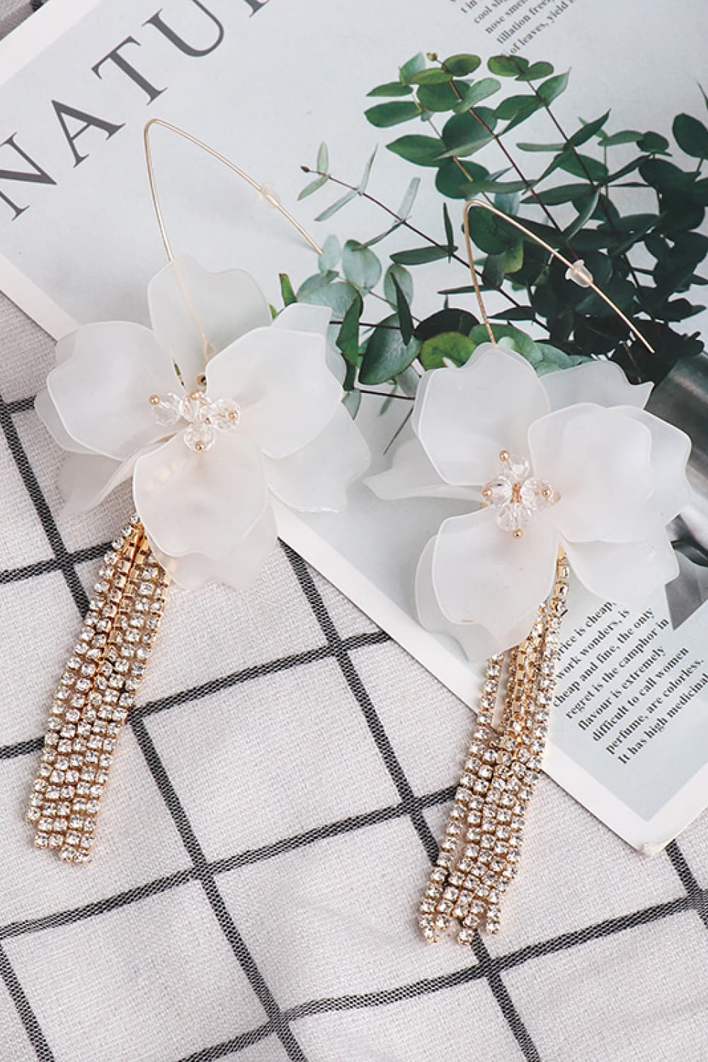 Mila | Floral Tassle Drop Earrings - 101300961930126 - Jewellery - Ivory & White