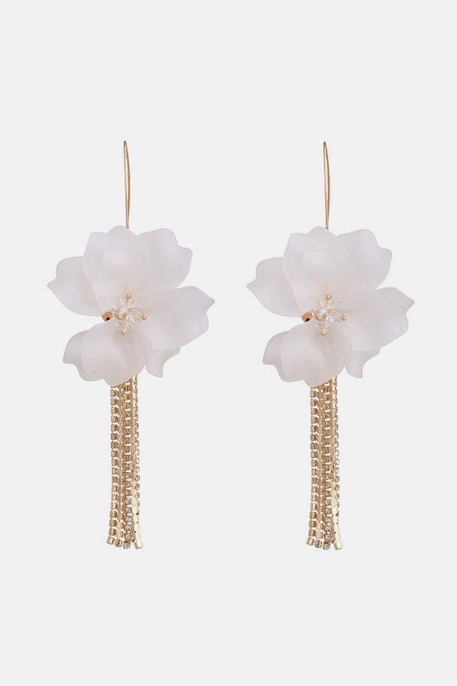 Mila | Floral Tassle Drop Earrings - 101300961930126 - Jewellery - Ivory & White