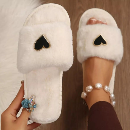 Noémie | Heart Open Toe Flats Slippers - 100600765805258 - Bridal Accessories - Ivory & White