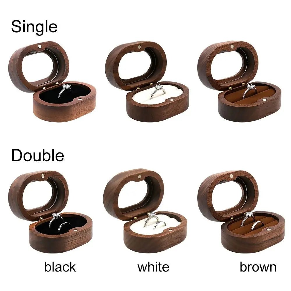 Oval Wooden Jewellery Box - 14:29black;5:200004182Double - Bridal Accessories - Ivory & White
