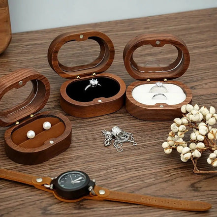Oval Wooden Jewellery Box - 14:175brown;5:200004182Double - Bridal Accessories - Ivory & White