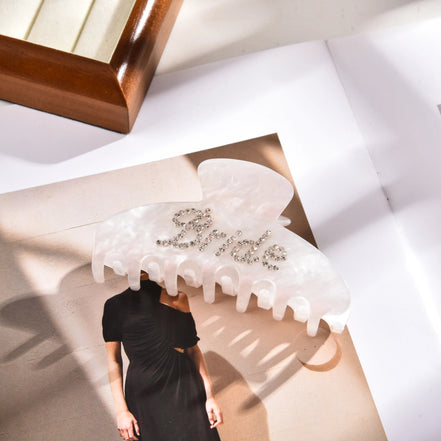 Rhinestone Bride Hair Claw Clip - 14:29white - 10cm - Bridal Accessories - Ivory & White