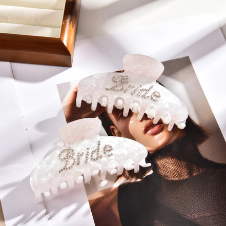 Rhinestone Bride Hair Claw Clip - 14:29white - 10cm - Bridal Accessories - Ivory & White