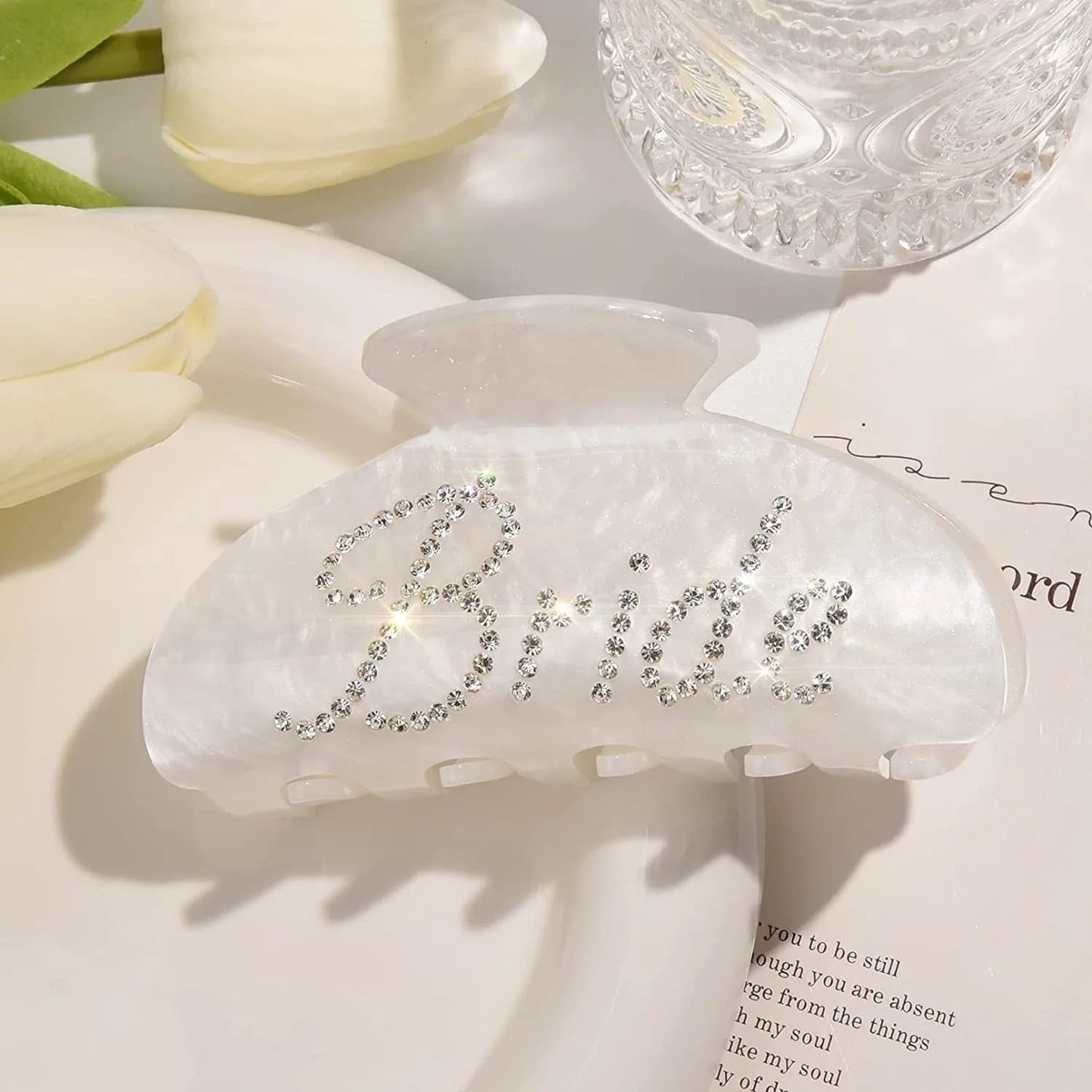 Rhinestone Bride Hair Claw Clip - 14:29white - 10cm - Bridal Accessories - Ivory & White