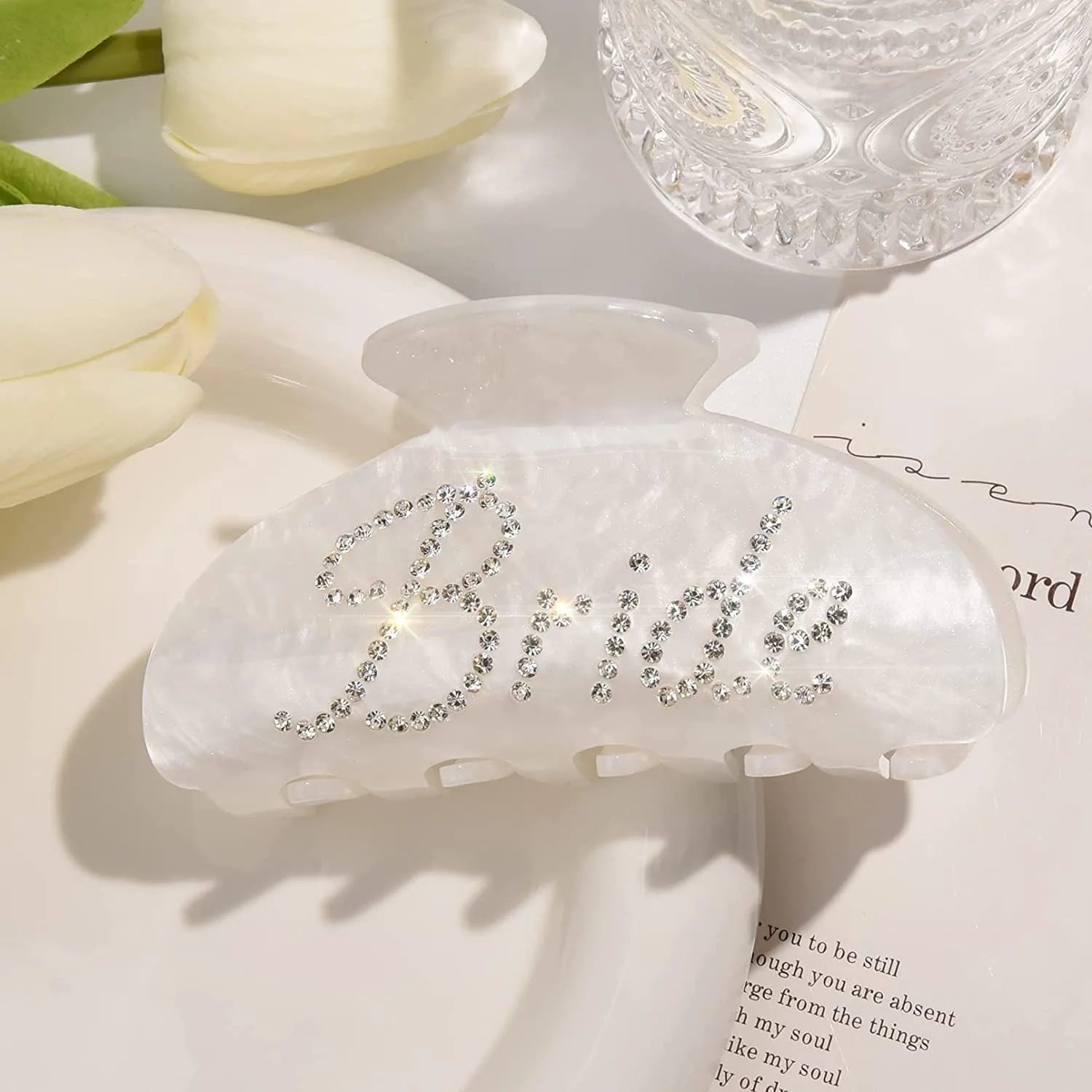 Rhinestone Bride Hair Claw Clip - 14:29white - 10cm - Bridal Accessories - Ivory & White