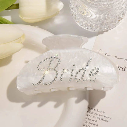 Rhinestone Bride Hair Claw Clip - 14:29white - 10cm - Bridal Accessories - Ivory & White